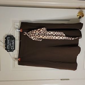 Danielle B Brown Skirt A-Line 12 with Polka Dot Scarf Belt